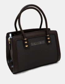 Woven Panel Satchel (Gold Tab Bag)